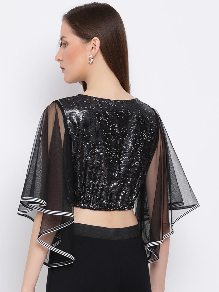 women's crop round neck top - 18450182 - Standard Image - 2