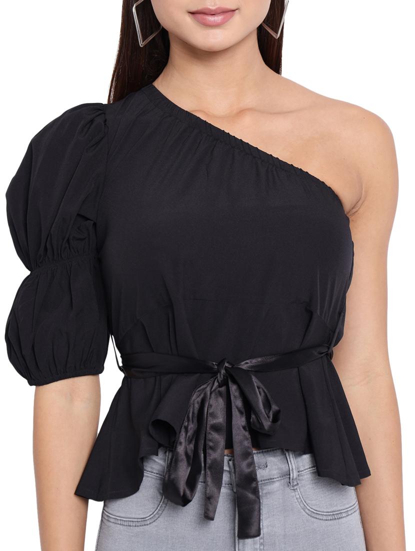 women's asymmetric single shoulder top - 18450195 - Standard Image - 7