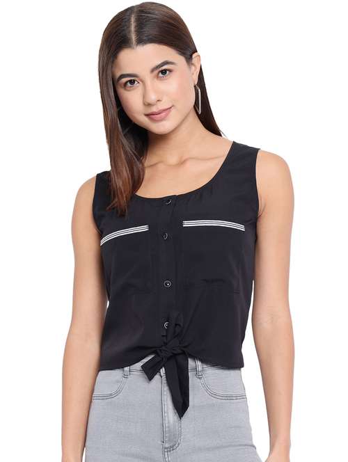 women's crop round neck top - 18450205 -  Standard Image - 0