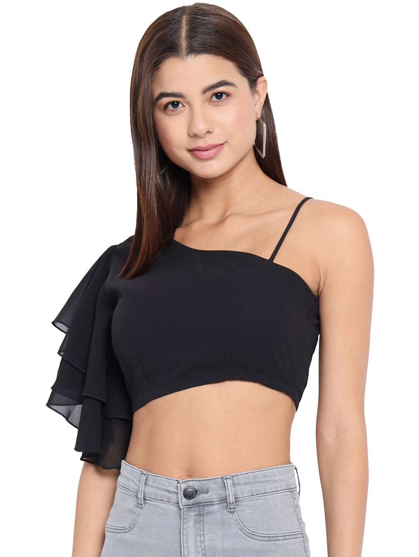 women's crop single shoulder top - 18450211 - Zoom Image - 0