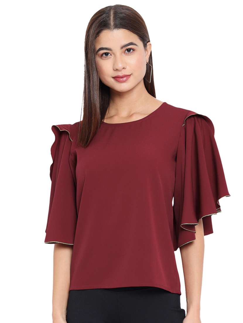 women's straight round neck top