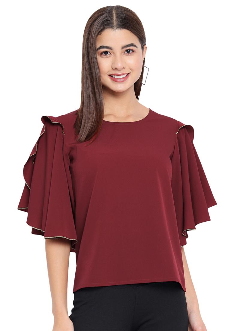 women's straight round neck top - 18450225 - Standard Image - 2