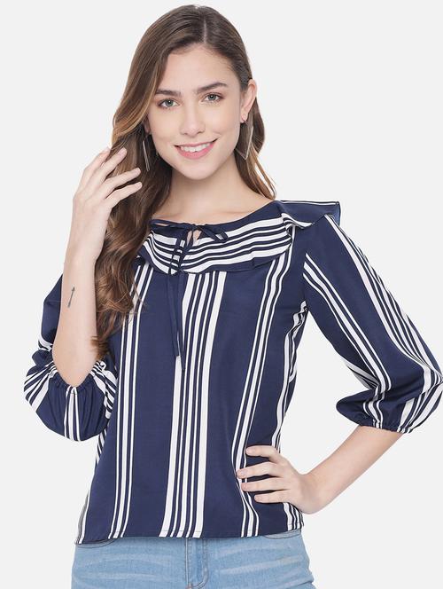 tie up neck striped top  - 18450241 -  Standard Image - 0