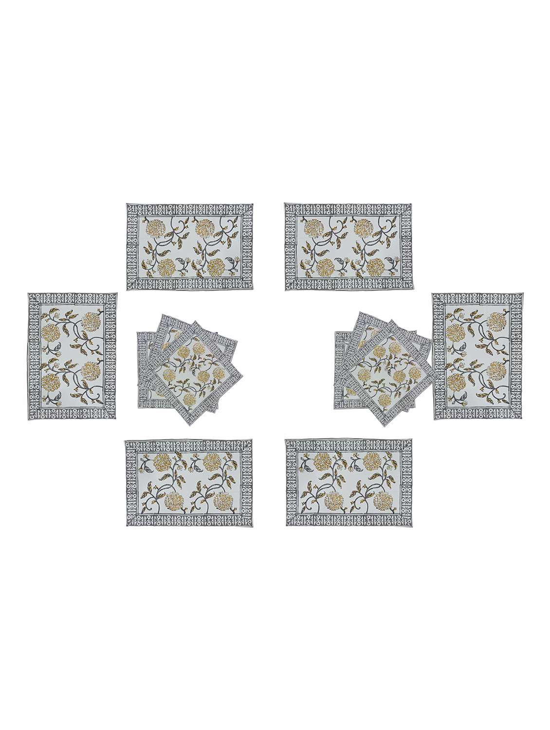 texstylers pure cotton 6 table mats and 6 napkins set