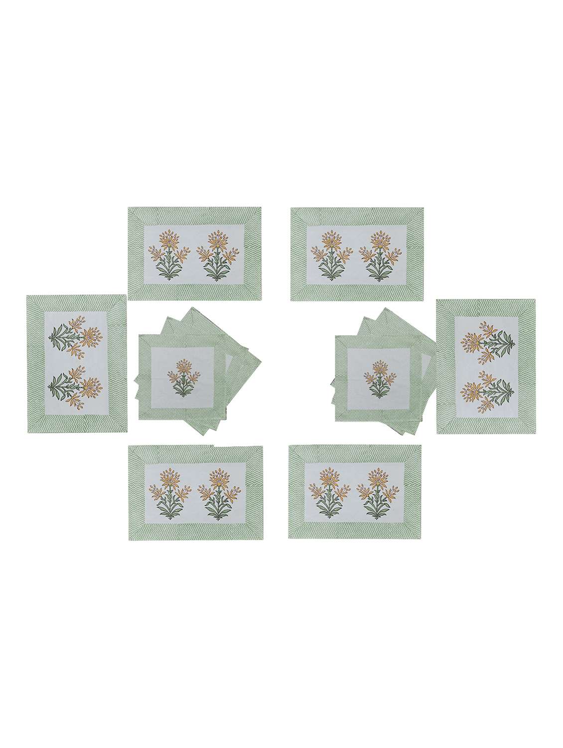 texstylers pure cotton 6 table mats and 6 napkins set