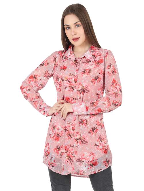 shirt colored floral printed regular tunic  - 18450589 -  Standard Image - 0
