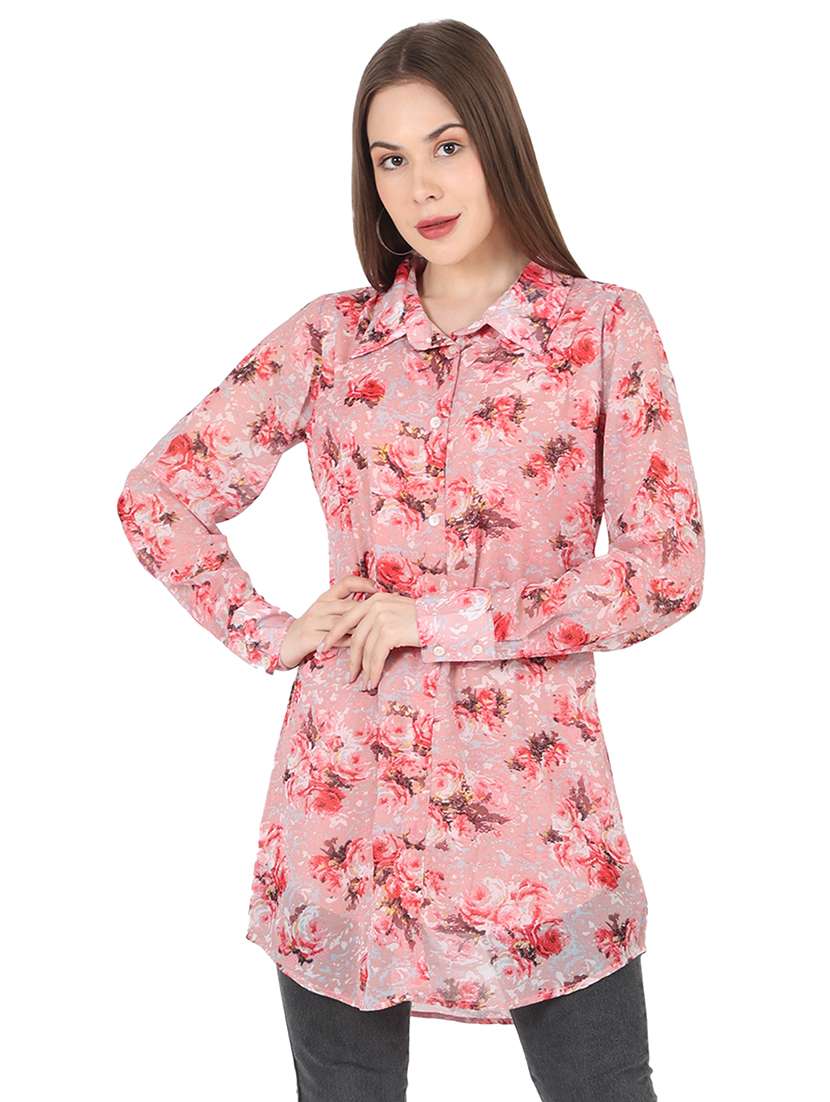 shirt colored floral printed regular tunic 