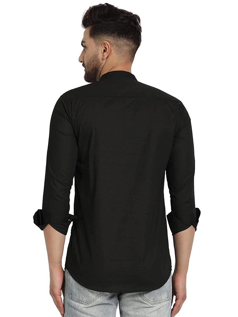 black solid short kurta - 18450600 - Standard Image - 2
