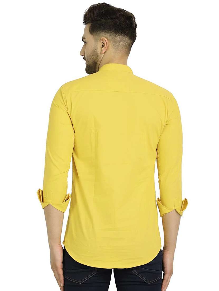 yellow solid short kurta - 18450601 -  Standard Image - 2