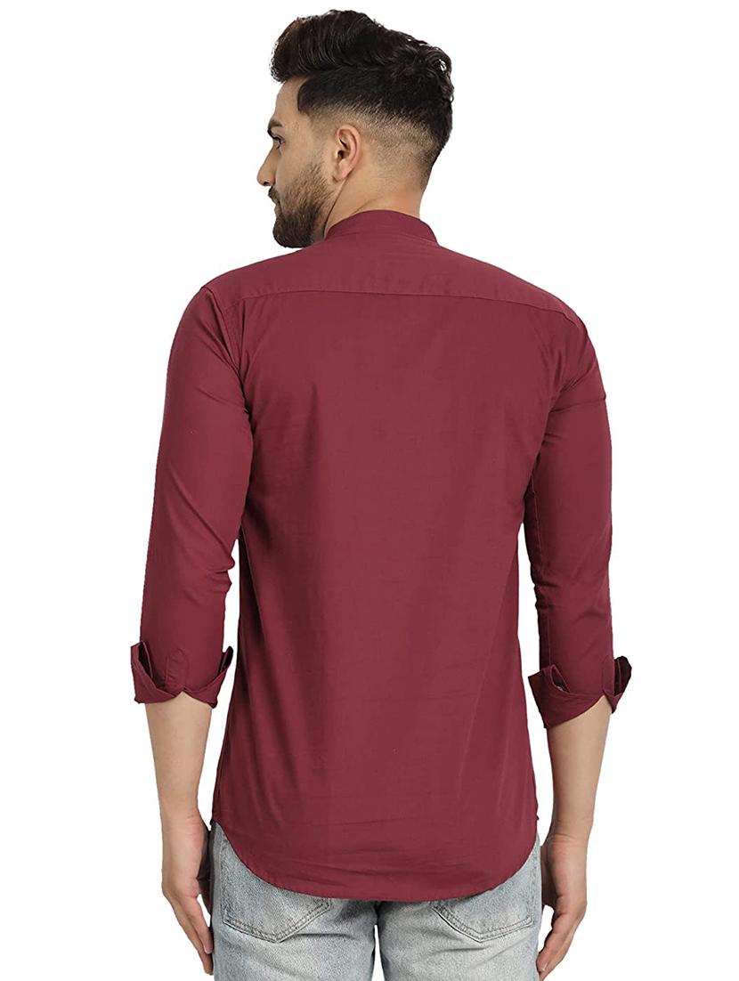 maroon solid short kurta - 18450602 - Standard Image - 2