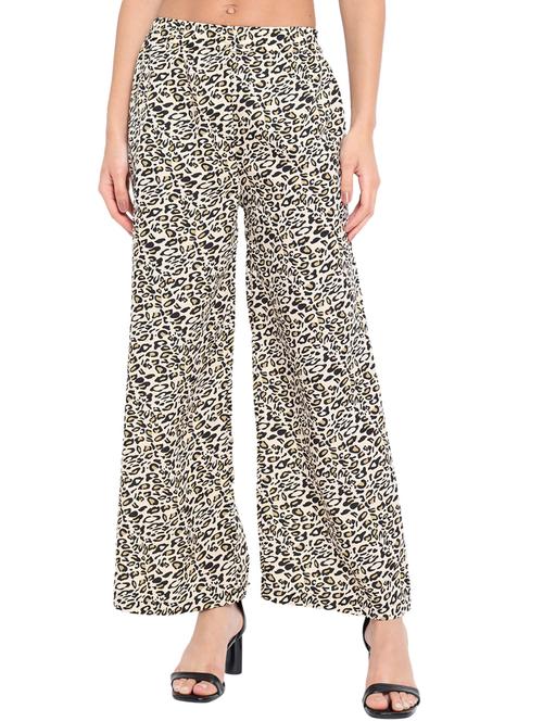 women high rise animal print wide leg trouser - 18451076 - Standard Image - 0