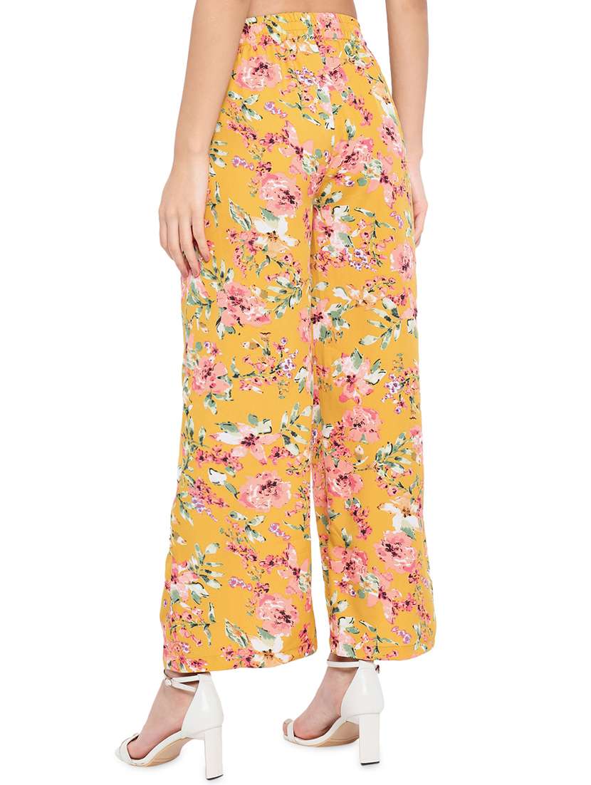 women high rise floral printed wide leg trouser - 18451081 - Standard Image - 2