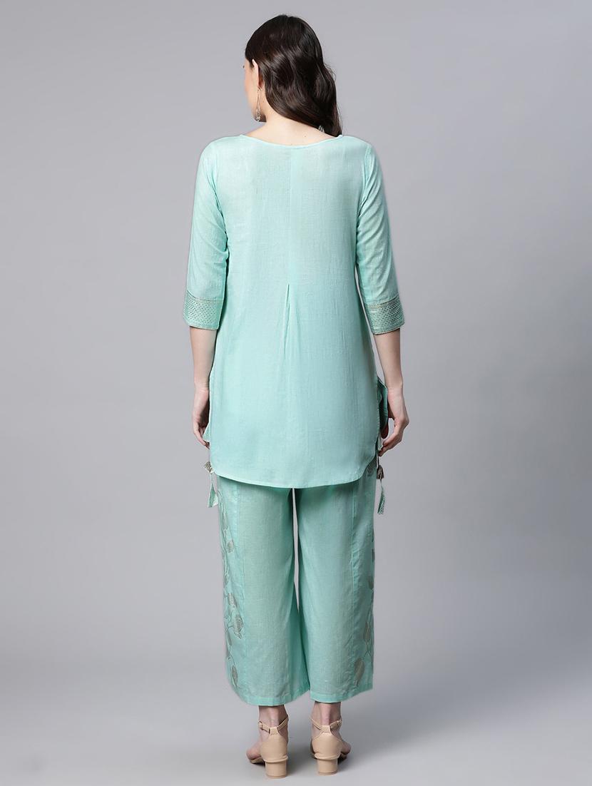 foil print kurta palazzo set - 18451250 - Standard Image - 2