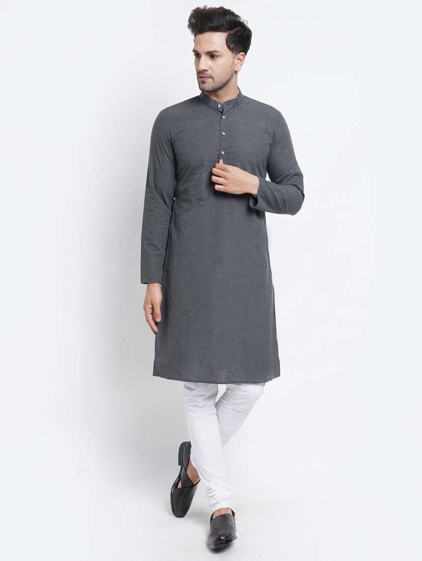 grey solid medium kurta