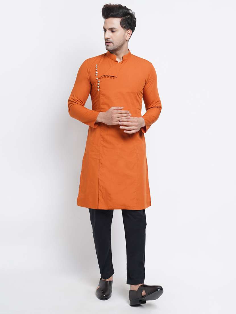 orange solid medium kurta