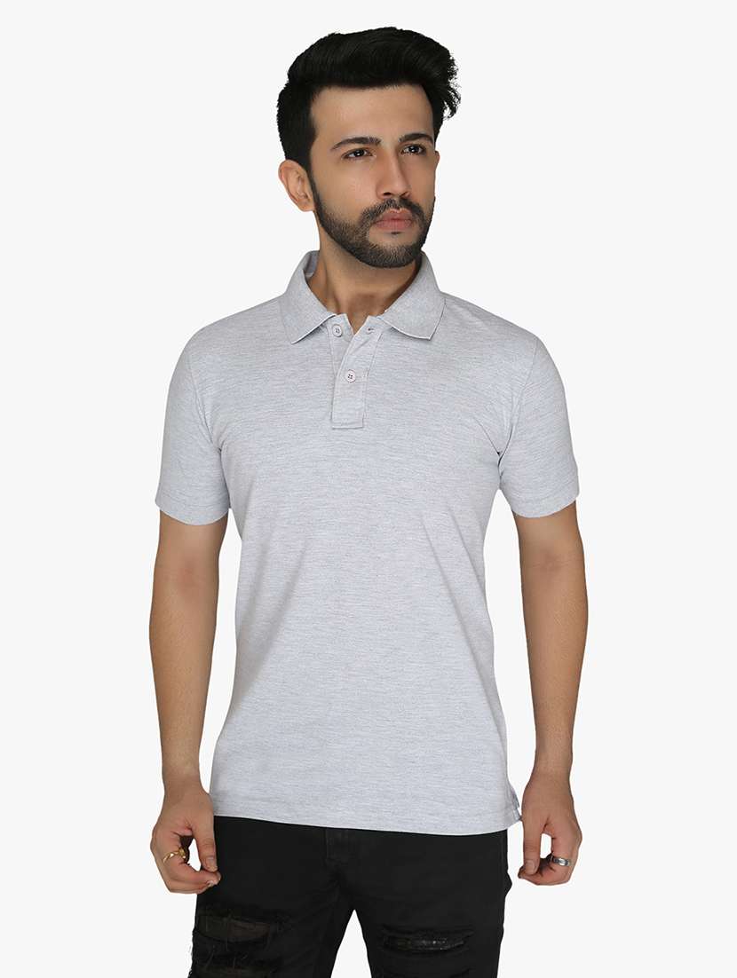 men melange short sleeve polo t-shirt