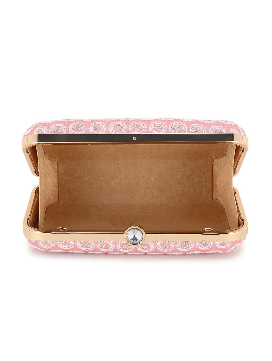 embroidered faux silk box clutch - 18451969 - Standard Image - 2