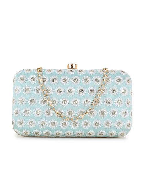 light blue embroidered box clutch - 18451970 -  Standard Image - 0