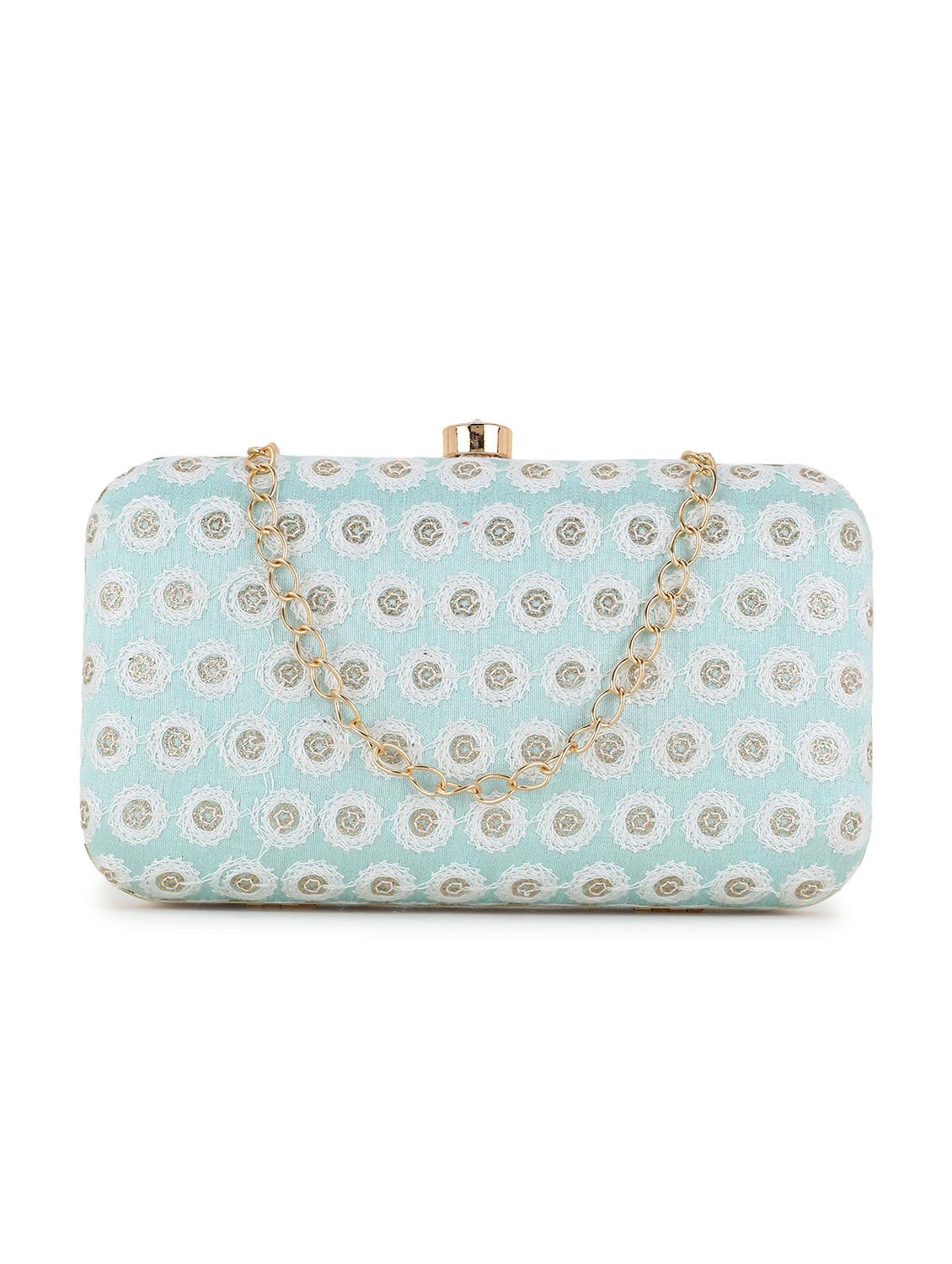 light blue embroidered box clutch - 18451970 -  Zoom Image - 0