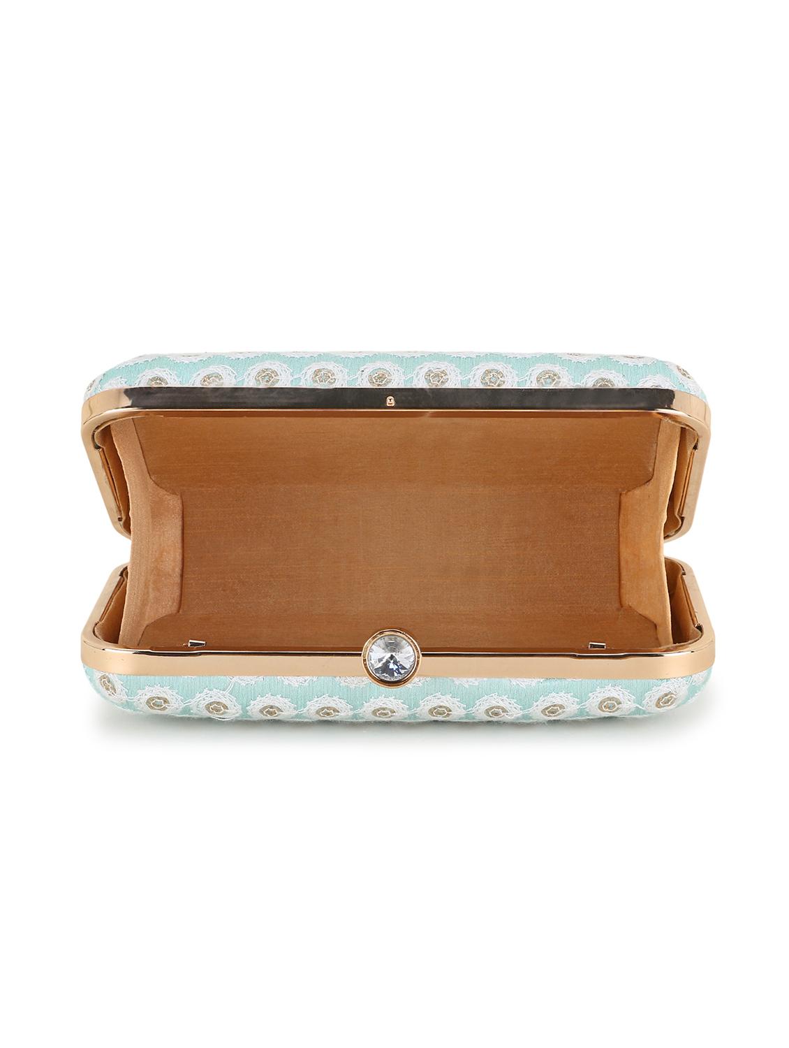 light blue embroidered box clutch - 18451970 - Standard Image - 2