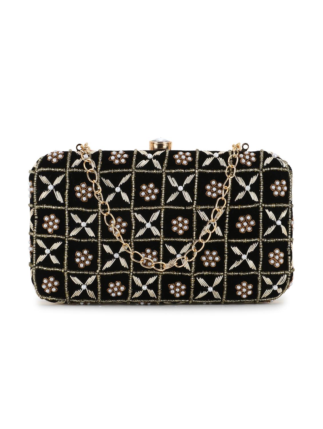 embellished velvet box clutch - 18451976 -  Zoom Image - 0