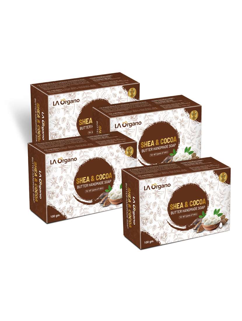 la organo shea & cocoa butter handmade natural bath soap enrich with vitamin e, glycerin (pack of 4)