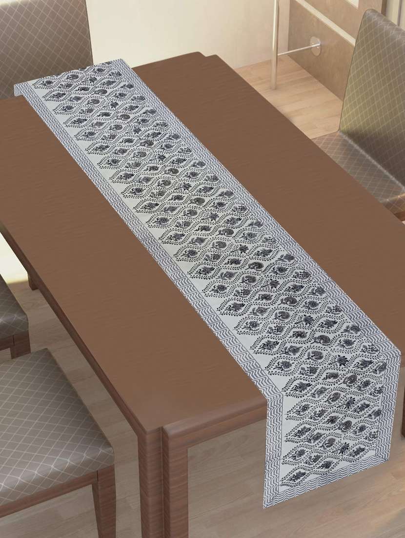texstylehome thick cotton 16x72 inches block print 6 seater table runner