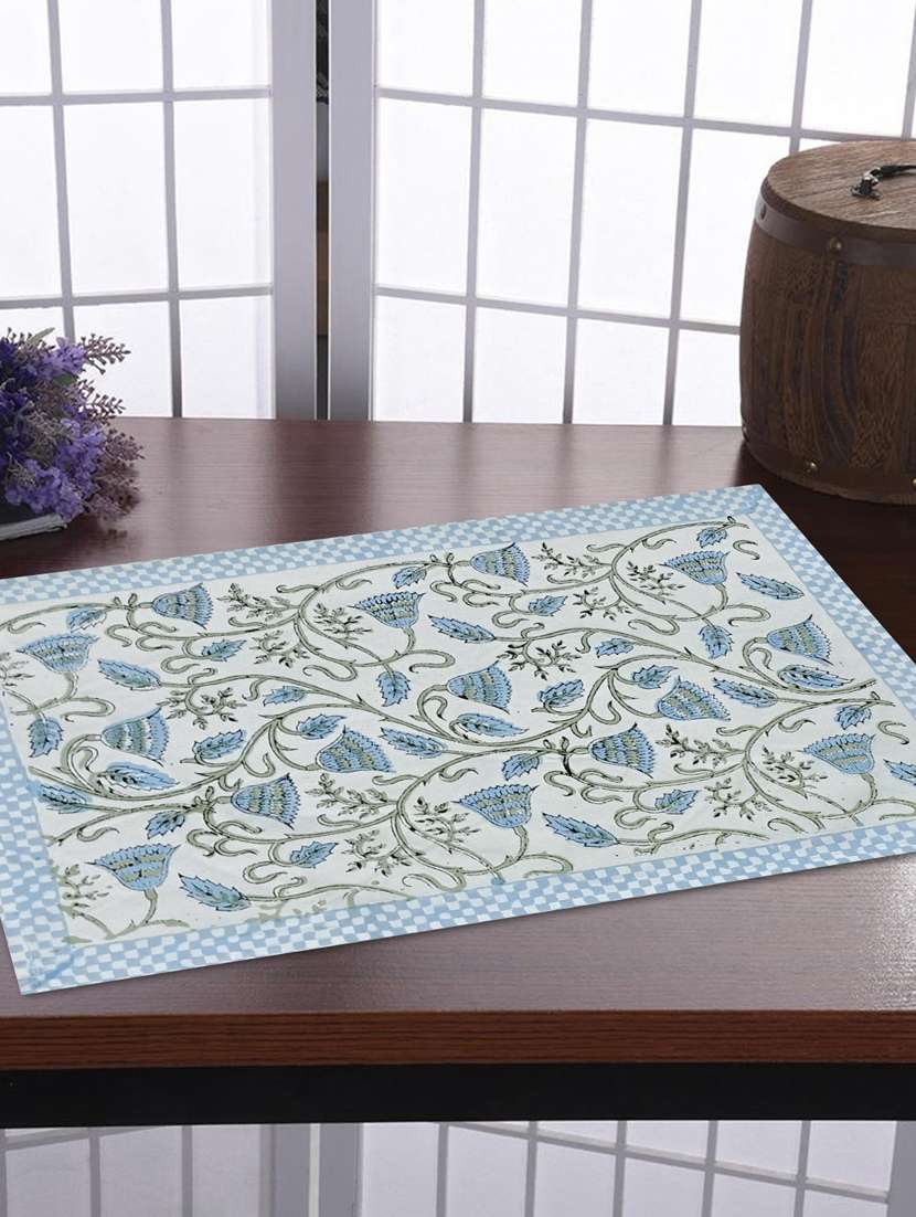 texstylehome thick cotton canvas jaipuri block print table mats