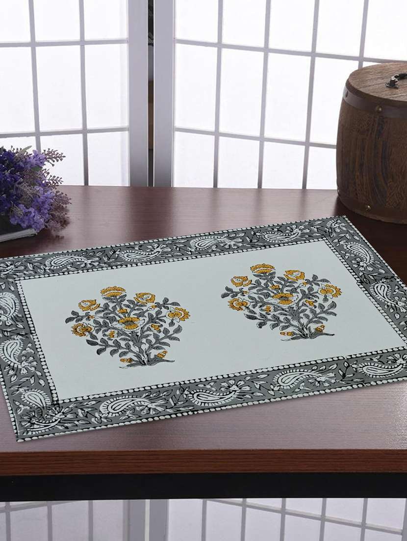 texstylehome thick cotton canvas jaipuri block print table mats
