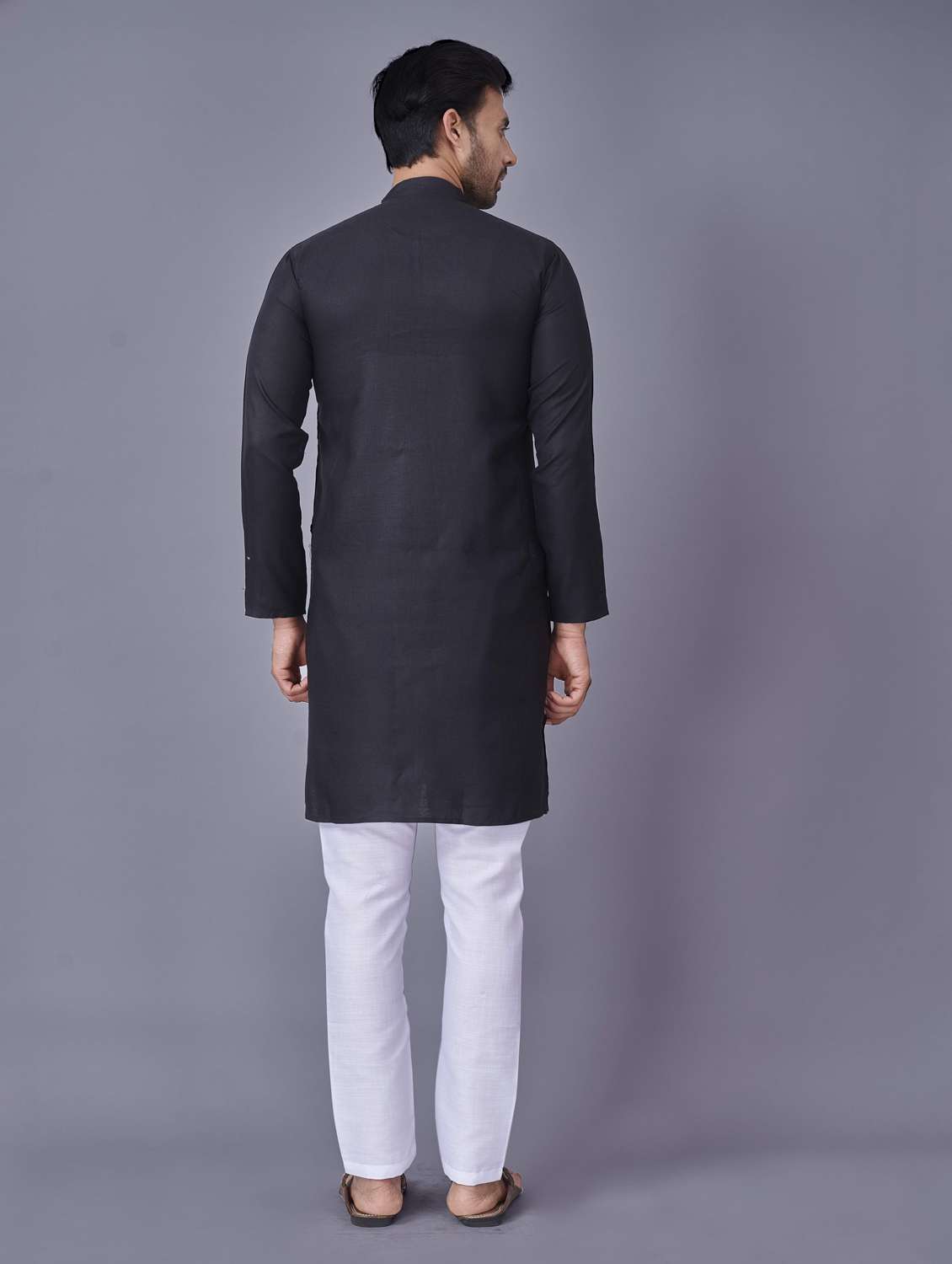 black solid kurta pyjama ethnic wear set - 18452315 -  Standard Image - 2