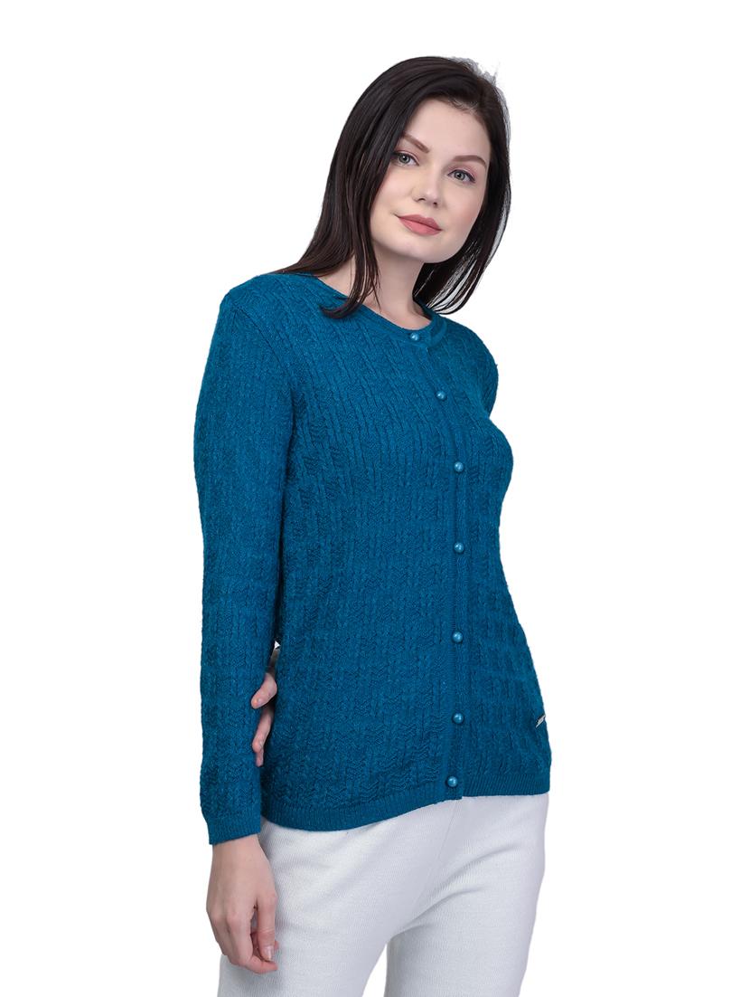 teal blue woven cardigan - 18452335 - Standard Image - 2