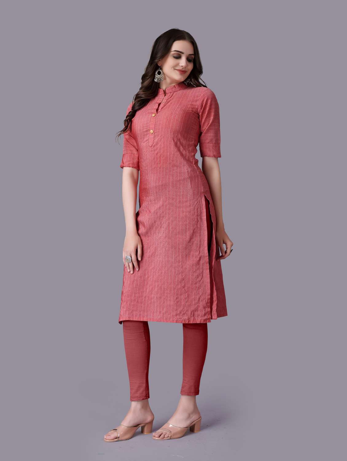 self design striped straight kurti - 18452572 -  Standard Image - 2