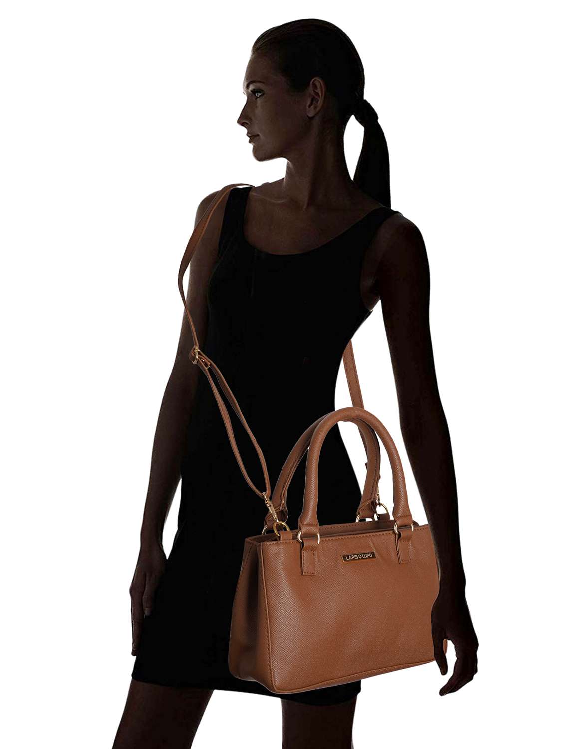 brown solid regular handbag - 18452628 - Standard Image - 7