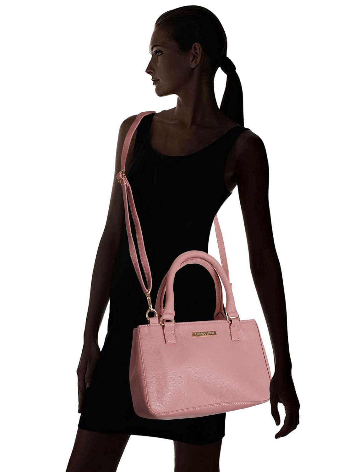 pink solid regular handbag - 18452629 - Standard Image - 7