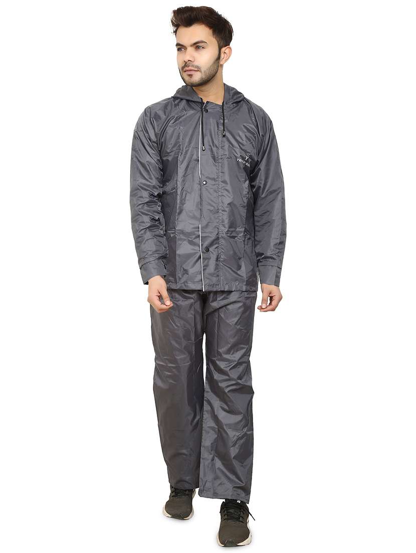 grey solid rain suit set