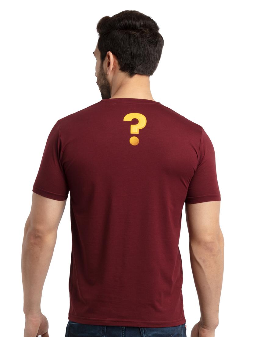 maroon chest-printed t-shirt - 18453532 - Standard Image - 2