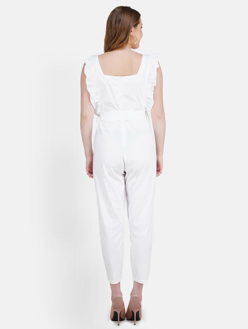 tie front ruffled three fourth jumpsuit - 18453605 - Standard Image - 2