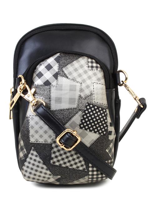 black checkered messenger sling bag - 18453863 - Standard Image - 0