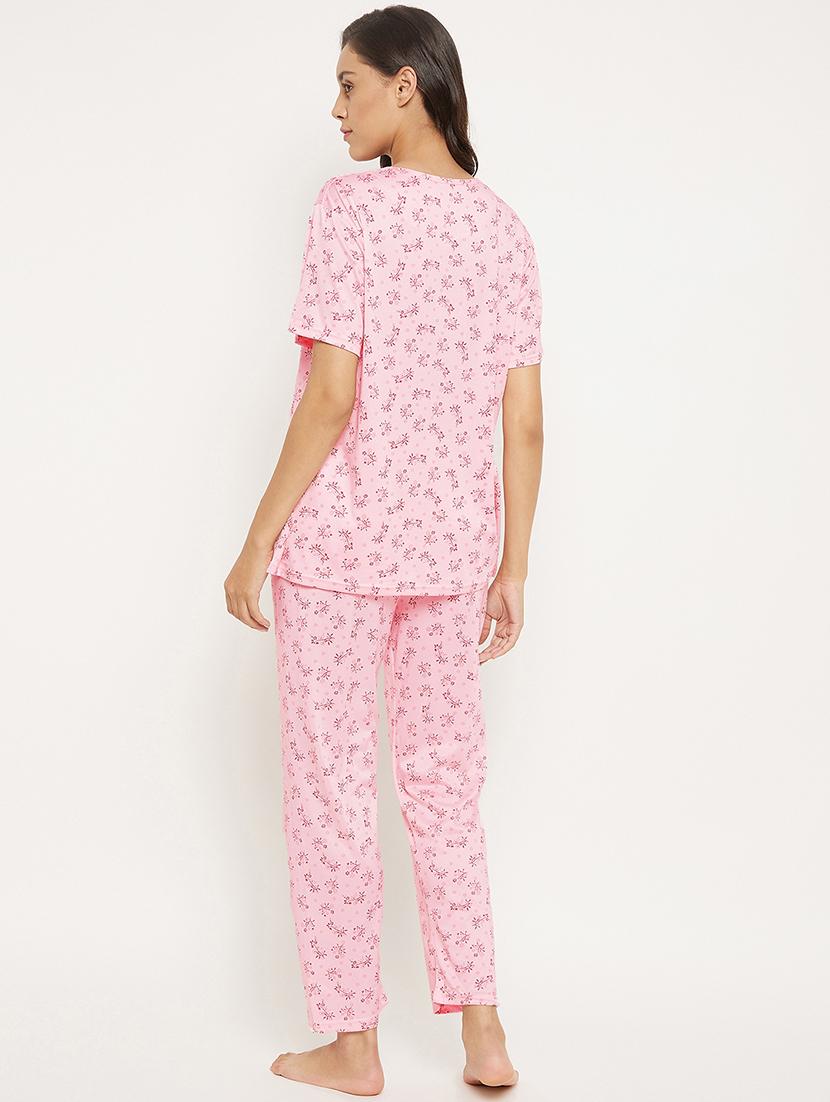 round neck floral nightwear pajama set - 18454409 - Standard Image - 2