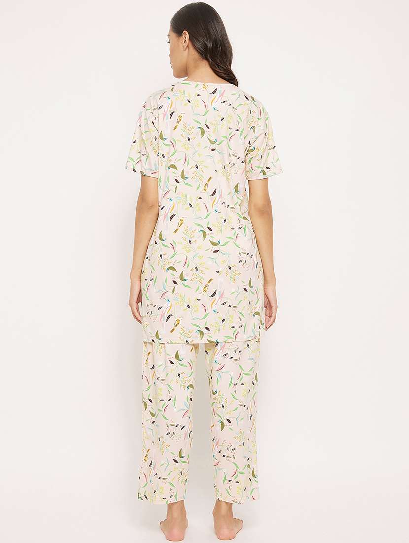 round neck tropical nightwear pajama set - 18454411 -  Standard Image - 2