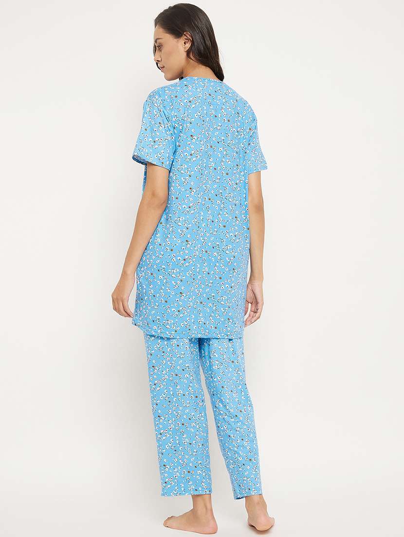 round neck floral nightwear pajama set - 18454412 -  Standard Image - 2