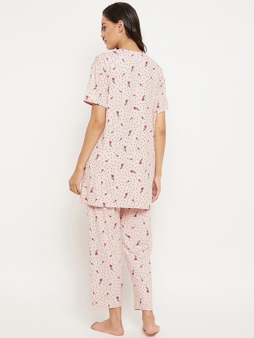 round neck floral nightwear pajama set - 18454413 - Standard Image - 2