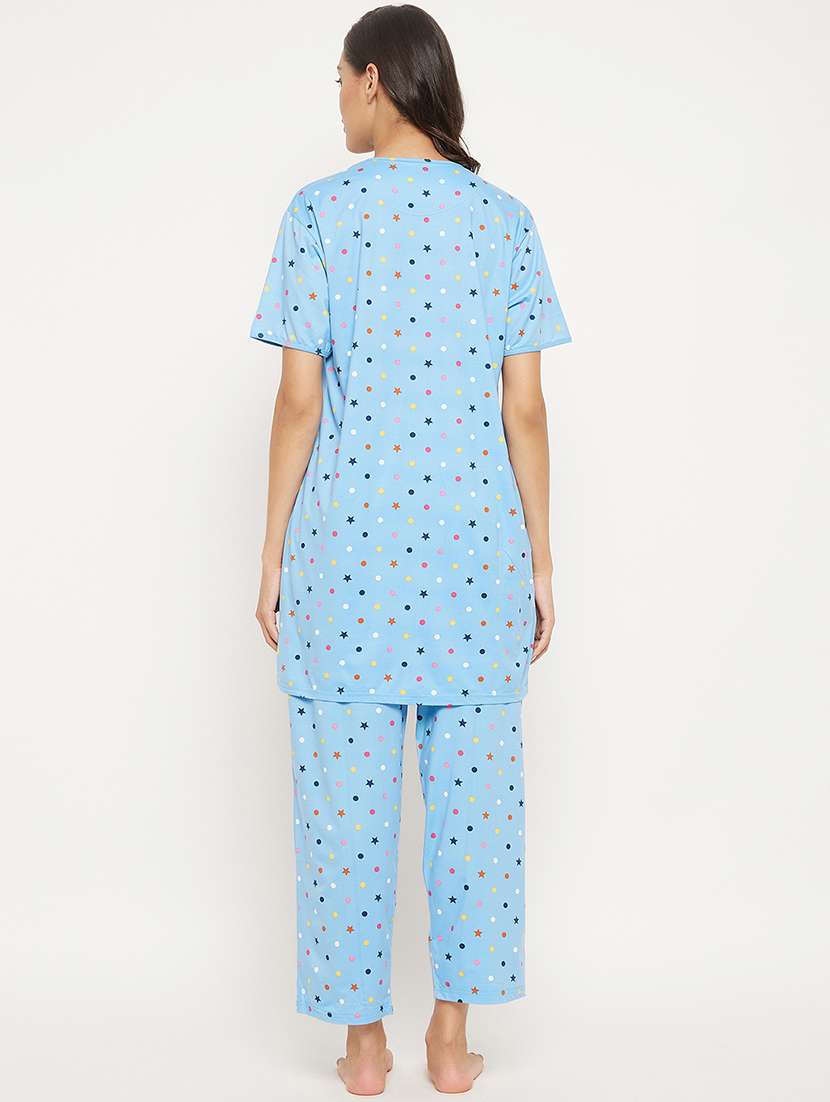 round neck printed nightwear pajama set - 18454415 -  Standard Image - 2