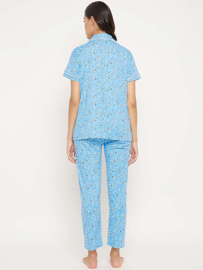 shirt collar floral nightwear pajama set - 18454420 -  Standard Image - 2