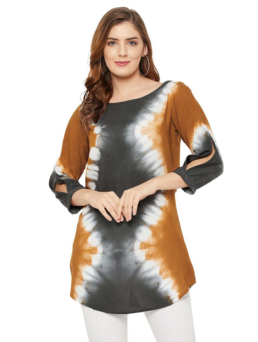 boat neck tie & dye regular tunic - 18454556 - Zoom Image - 0