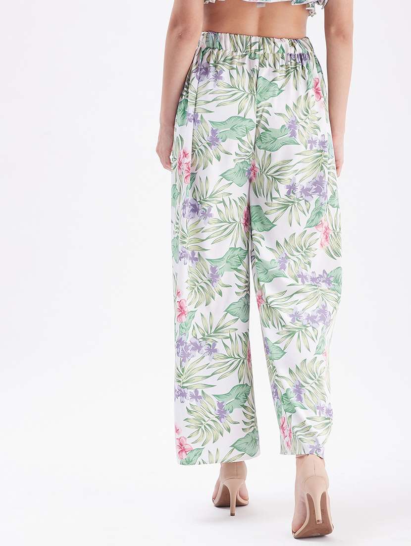 printed flat front wide leg overlap trouser - 18454561 -  Standard Image - 2