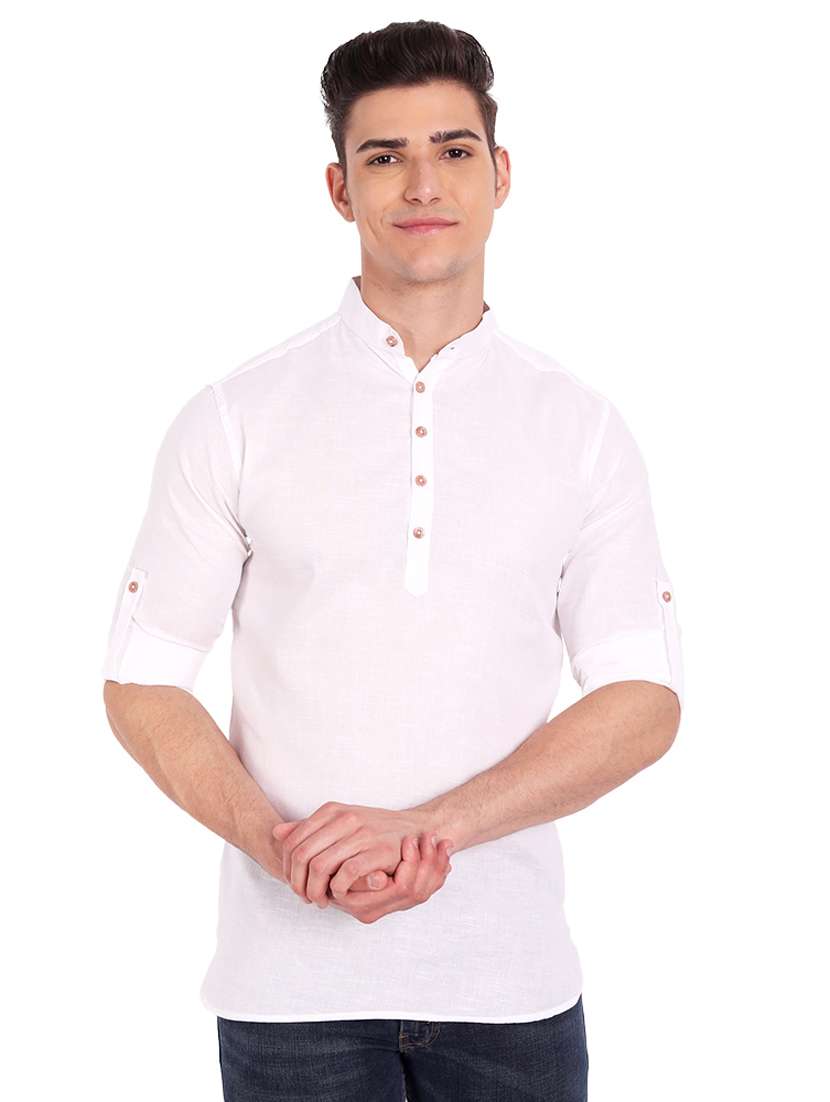 white solid short kurta