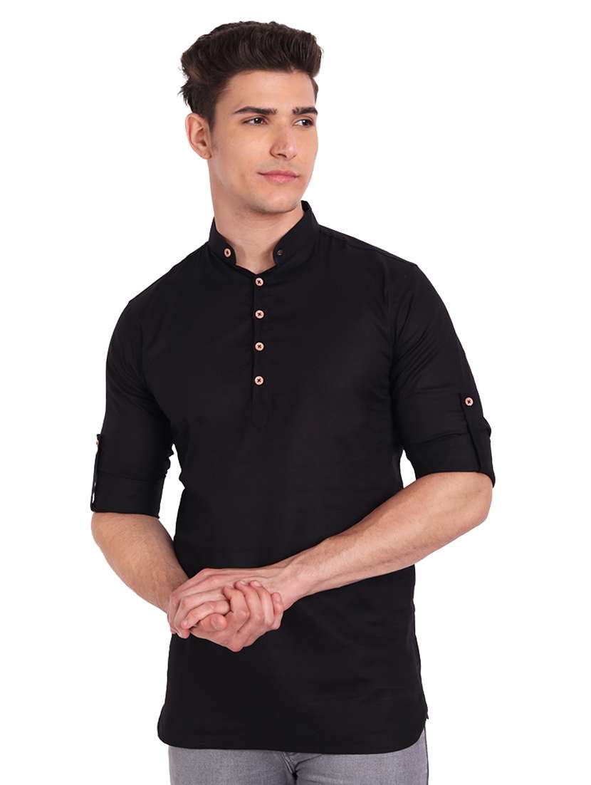 black solid short kurta