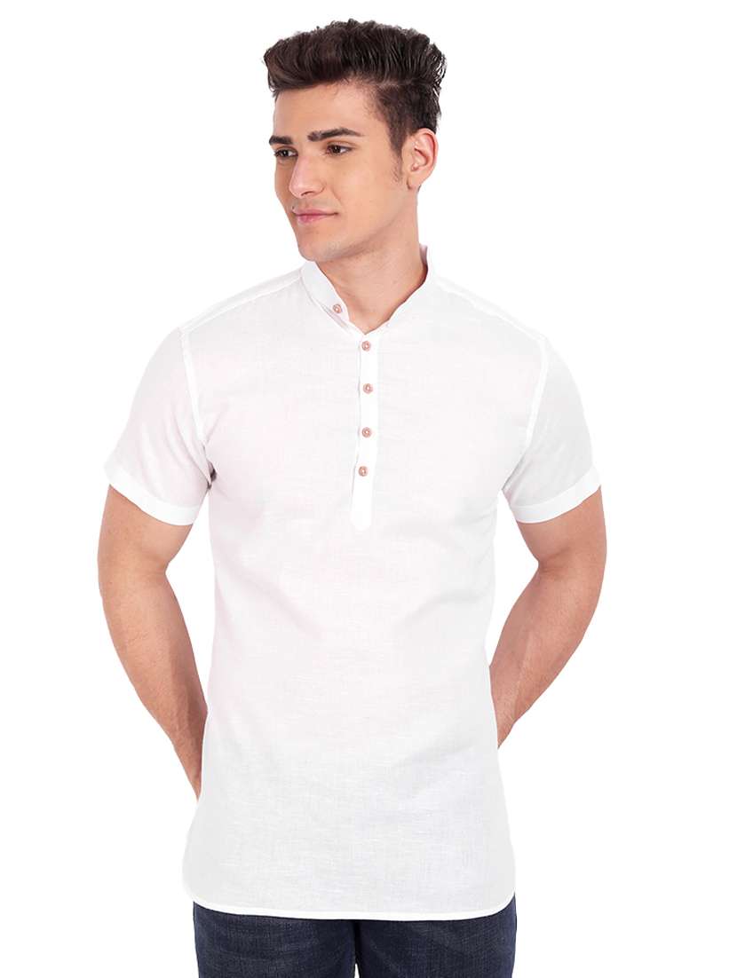 white solid short kurta