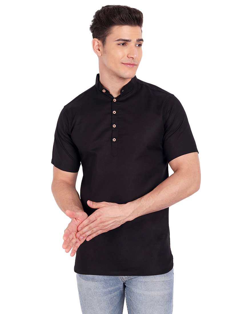 black solid short kurta